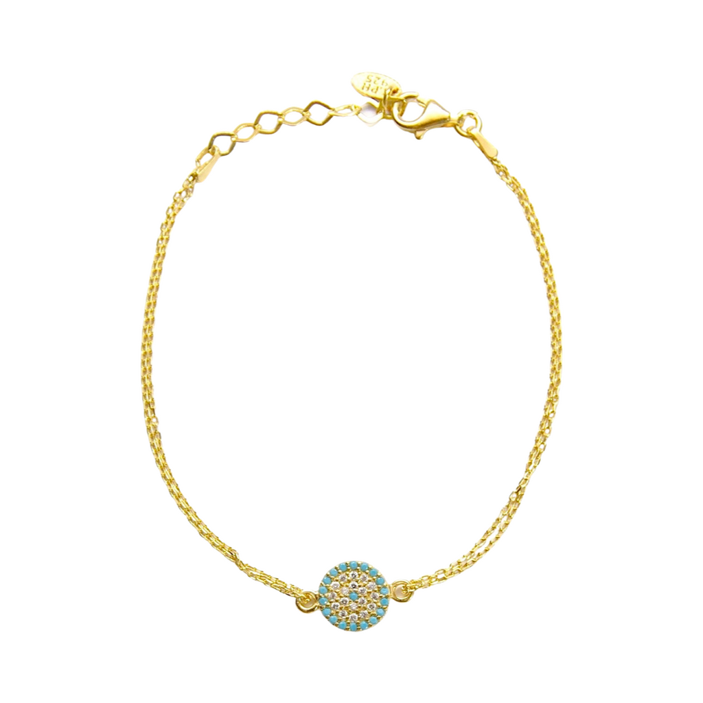 Armenian Initial Bracelet Gold w/ Turquoise Stones – La Perla Home
