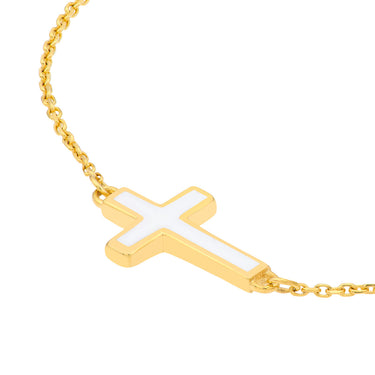 White Enamel Cross Bracelet