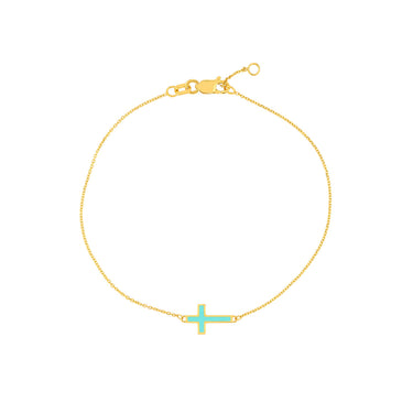 White Enamel Cross Bracelet