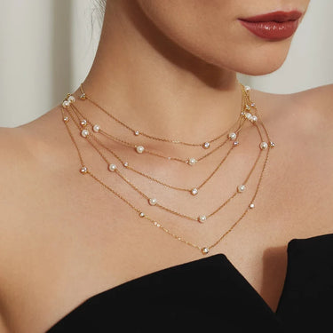 Shell Pearl Station Chain Necklace