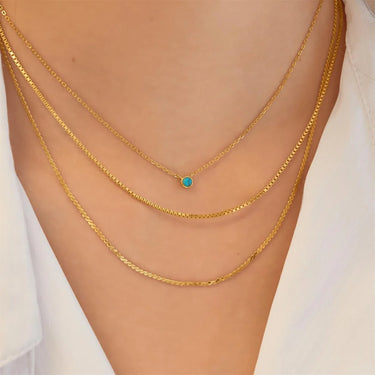 Bezel Set Lab Created Turquoise Solitaire Necklace
