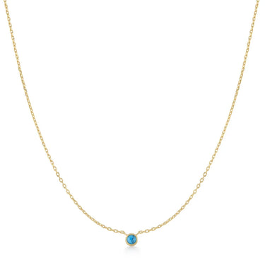 Bezel Set Lab Created Turquoise Solitaire Necklace