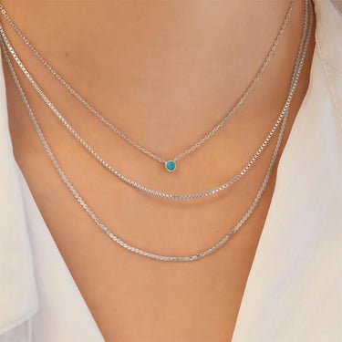 Bezel Set Lab Created Turquoise Solitaire Necklace