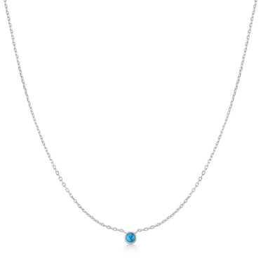 Bezel Set Lab Created Turquoise Solitaire Necklace