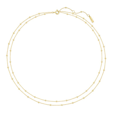Double Chain Bead Station Necklace