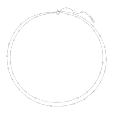 Double Chain Bead Station Necklace