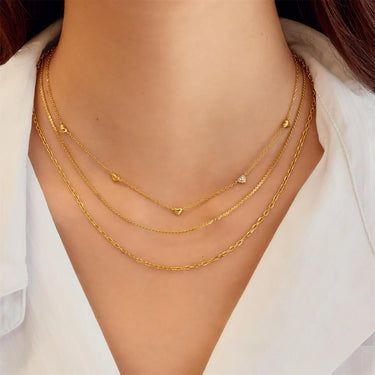 Pavé Puffed Heart Station Necklace