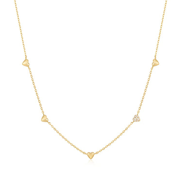 Pavé Puffed Heart Station Necklace