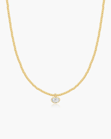 Gold Bezel Organic Pebble Beaded Necklace