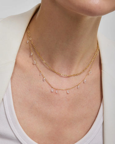 Ethereal Teardrop Dangle Station Necklace