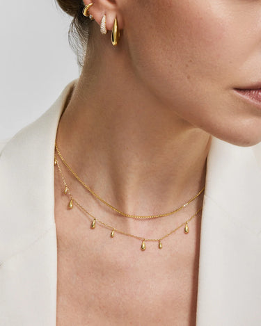 Polished Teardrop Dangle Station Necklace
