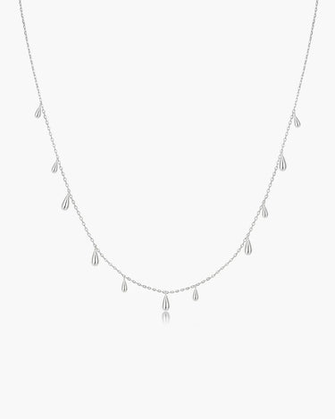 Polished Teardrop Dangle Station Necklace