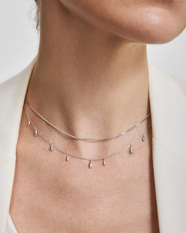 Polished Teardrop Dangle Station Necklace