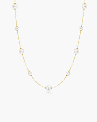 Alternating Shell Pearl Station Necklace