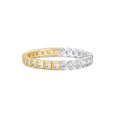Two Tone Square & Circle Bezel Ring