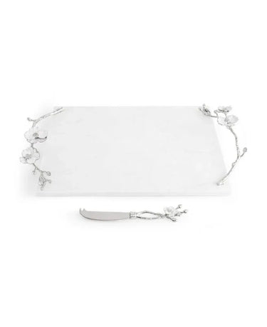 Silver Orchid Cheeseboard with Knife