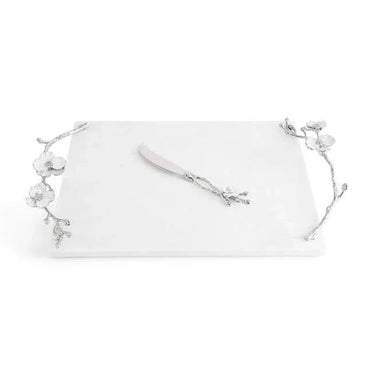 Silver Orchid Cheeseboard with Knife