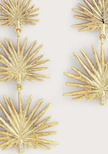 Triple Fan Palm Dangle Earrings – La Perla Home Triple Fan Palm Dangle Earrings – La Perla Home