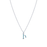 Armenian Initial Necklace Silver w/ Turquoise Stones