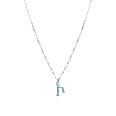 Armenian Initial Necklace Silver w/ Turquoise Stones