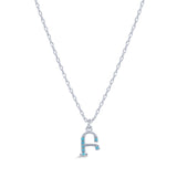 Armenian Initial Necklace Silver w/ Turquoise Stones