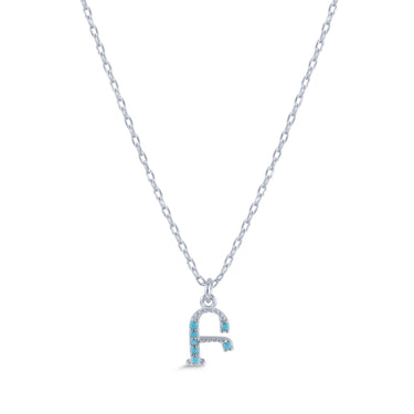 Armenian Initial Necklace Silver w/ Turquoise Stones