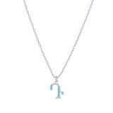 Armenian Initial Necklace Silver w/ Turquoise Stones