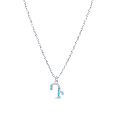 Armenian Initial Necklace Silver w/ Turquoise Stones