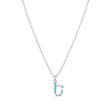 Armenian Initial Necklace Silver w/ Turquoise Stones