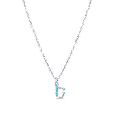 Armenian Initial Necklace Silver w/ Turquoise Stones