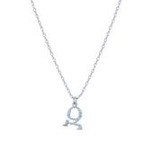 Armenian Initial Necklace Silver w/ Turquoise Stones