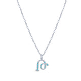 Armenian Initial Necklace Silver w/ Turquoise Stones