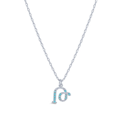 Armenian Initial Necklace Silver w/ Turquoise Stones