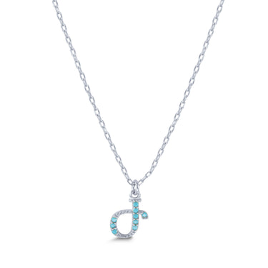 Armenian Initial Necklace Silver w/ Turquoise Stones