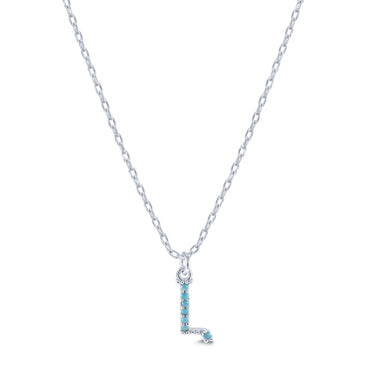 Armenian Initial Necklace Silver w/ Turquoise Stones