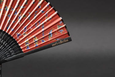 Armenian Alphabet Red Hand Fan