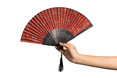 Armenian Alphabet Red Hand Fan