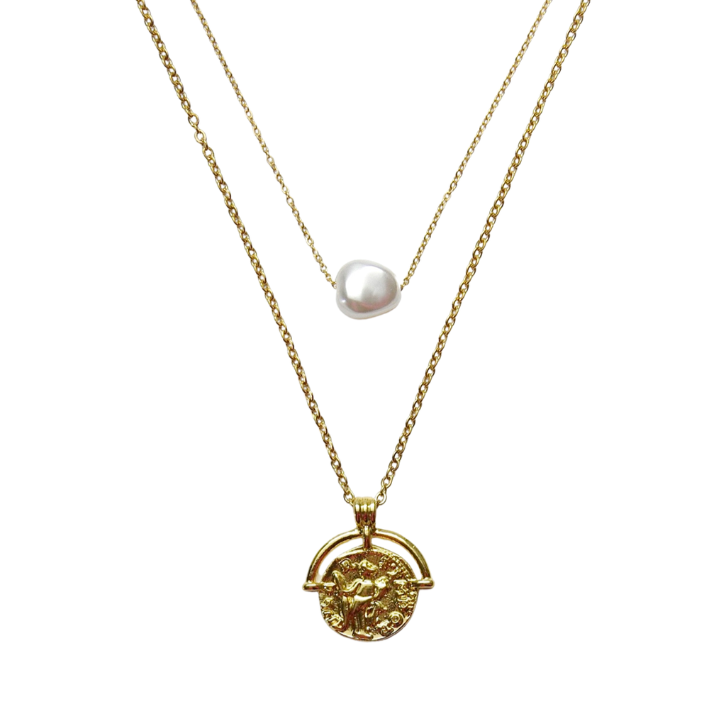 Coin & Pearl Necklace