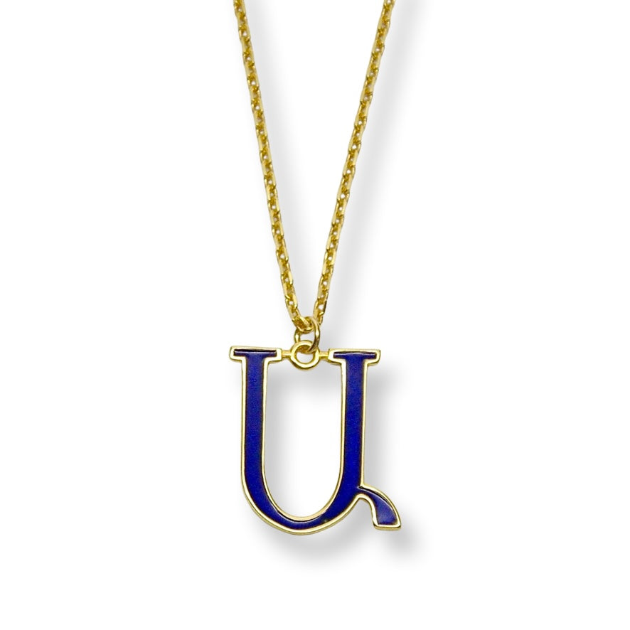 Large Blue Initial Necklace