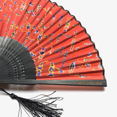 Armenian Alphabet Red Hand Fan