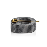 Marble Salt and Pepper Bowl w/ Gold Spoon