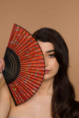 Armenian Alphabet Red Hand Fan