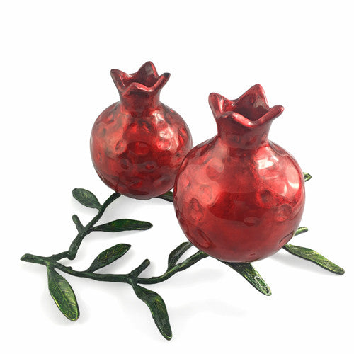 Armenian Double Pomegranate Red Color Candle Holder on a Branch - La Perla Home in Montrose CA