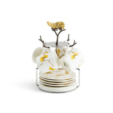Butterfly Ginkgo Demitasse Set & Stand