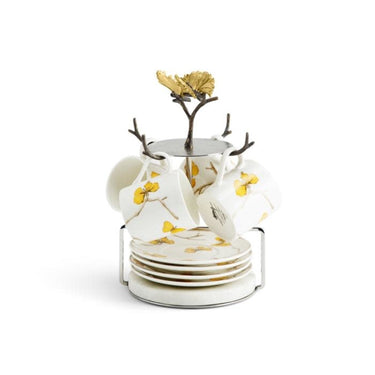 Butterfly Ginkgo Demitasse Set & Stand
