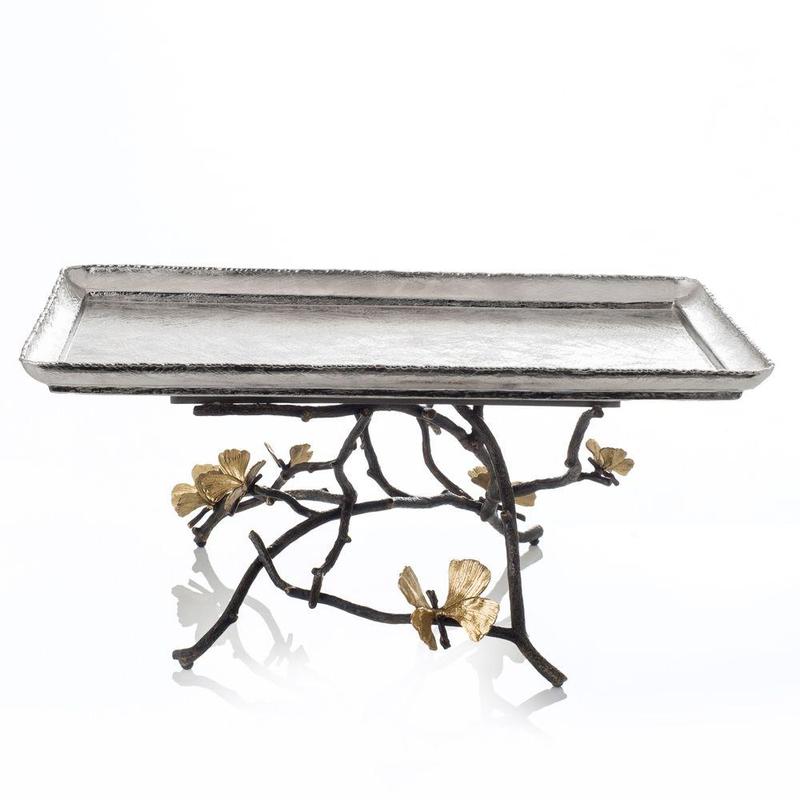 Butterfly Ginkgo Large Footed Centerpiece Tray
