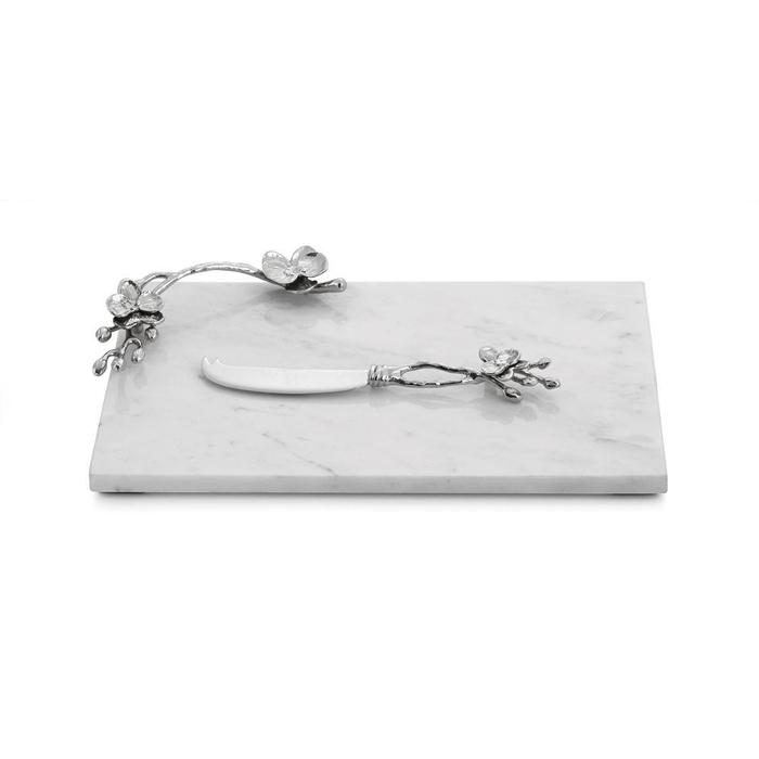 White Orchid Small Cheese Board w/ Knife