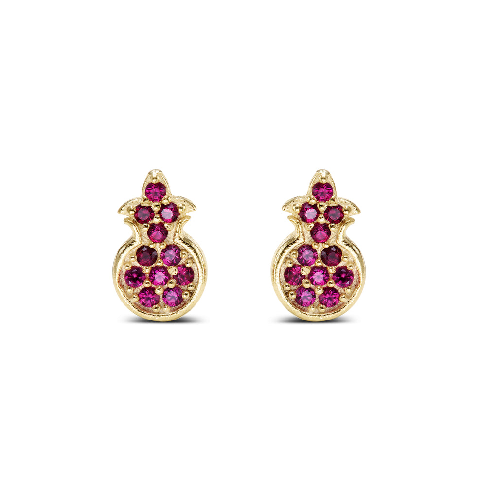 Pomegranate Stud Earrings in Red