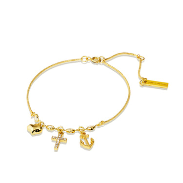 Trinity- Heart, Cross, Anchor Bracelet